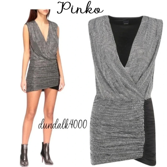 PINKO Gastone Dress Nero/Crystal EU 46/US 10 - Picture 1 of 15